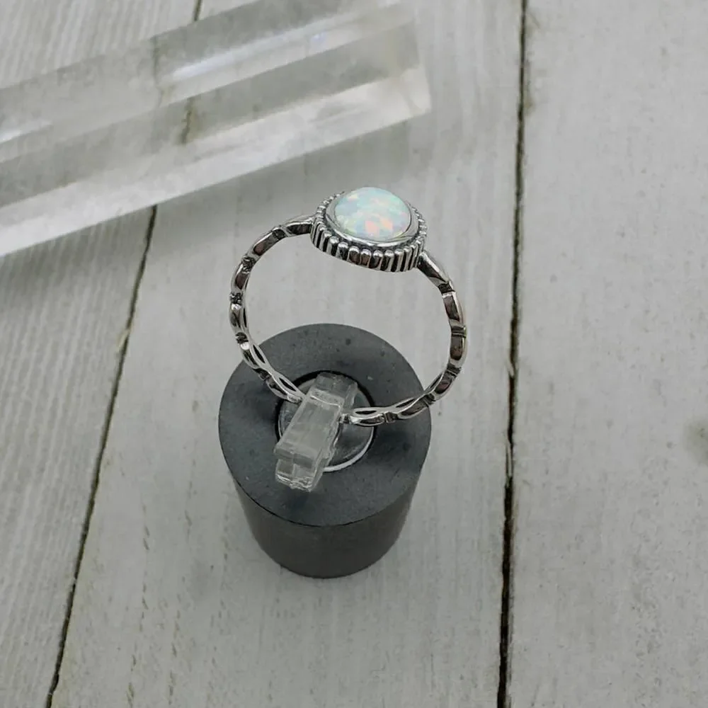 Lab Opal Sterling Silver Ring
